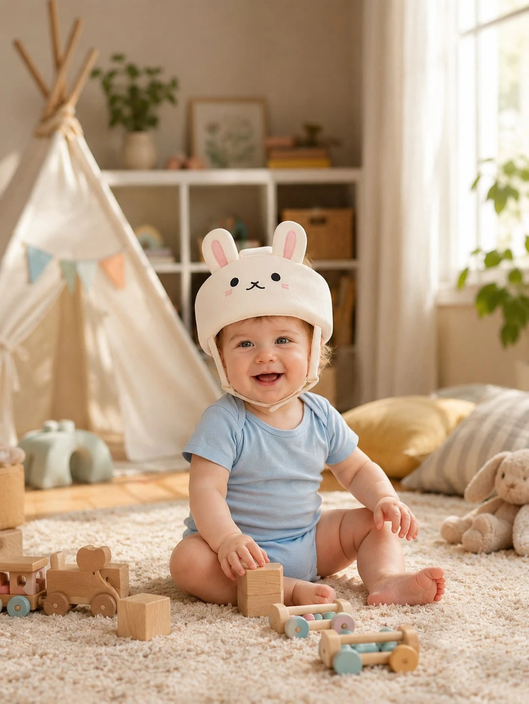 1pc Baby Toddler Anti-Collision Helmet Soft Adjustable Head Guard Cap For Crawling Walking Play Indoor Outdoor Unisex Breathable Lightweight Durable
