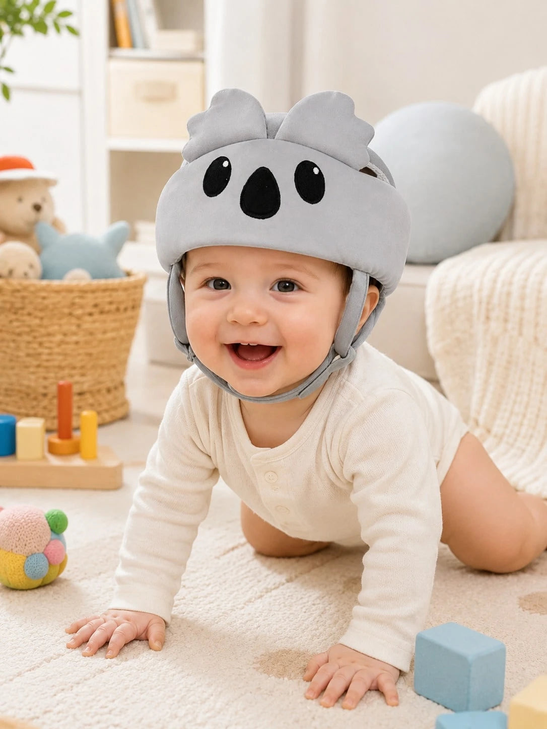 1pc Baby Toddler Anti-Collision Helmet Soft Adjustable Head Guard Cap For Crawling Walking Play Indoor Outdoor Unisex Breathable Lightweight Durable