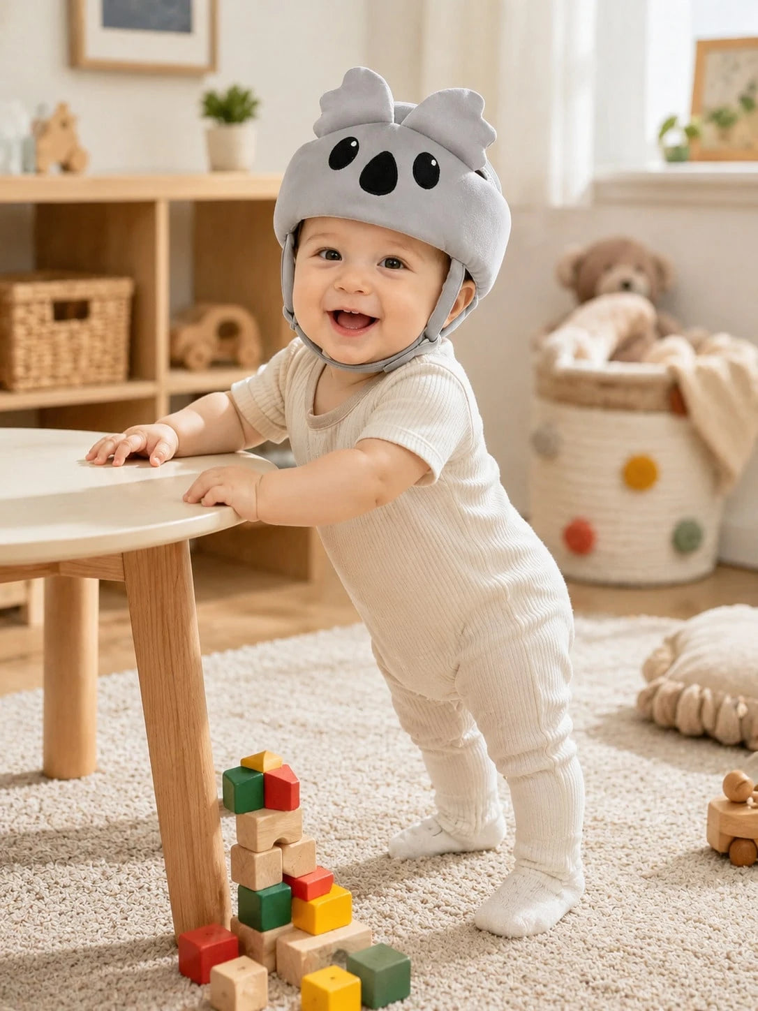 1pc Baby Toddler Anti-Collision Helmet Soft Adjustable Head Guard Cap For Crawling Walking Play Indoor Outdoor Unisex Breathable Lightweight Durable