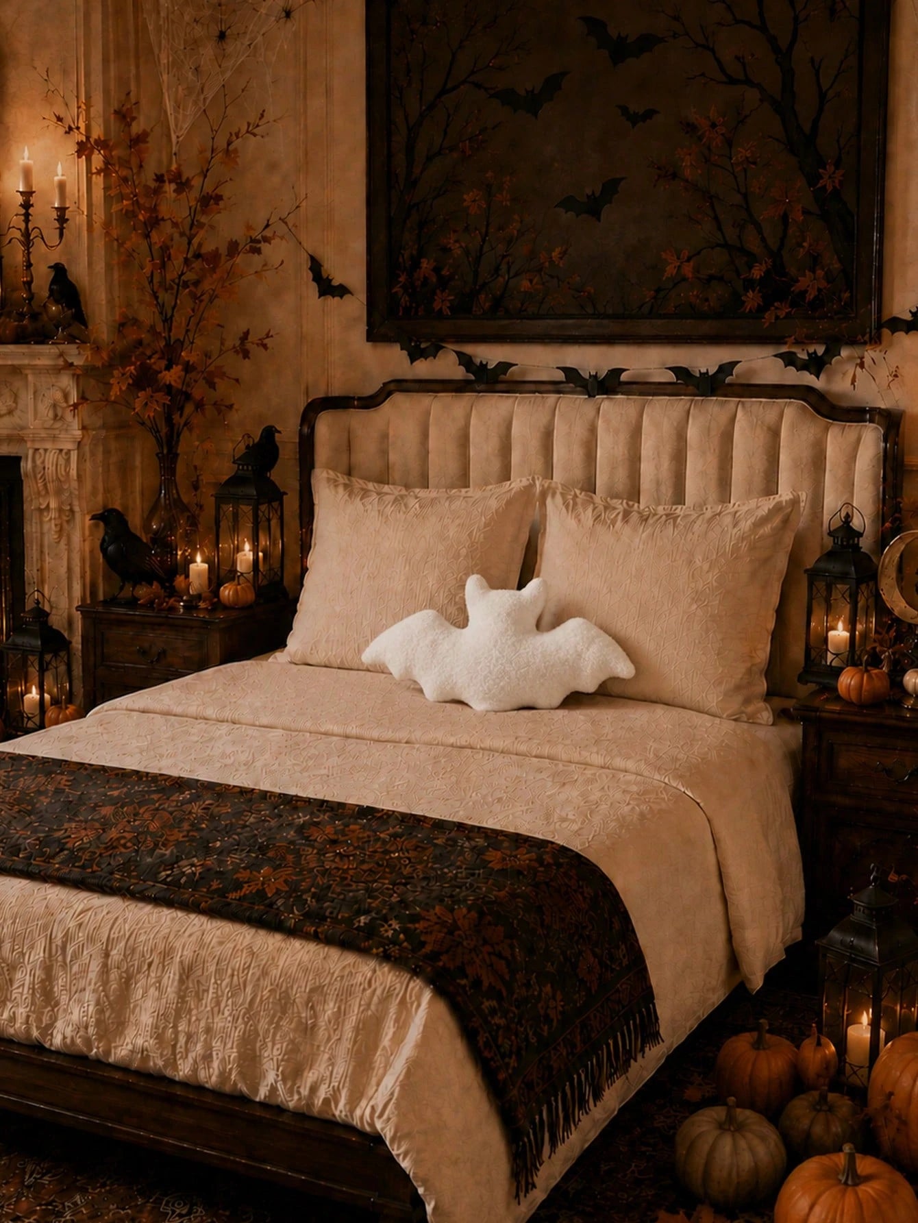 1pc Bat Plush Pillow Halloween Decoration, Black Gothic Style Bat Shaped Sofa Bed Cushion, Spooky Holiday Decor Gift, Suitable For Adults