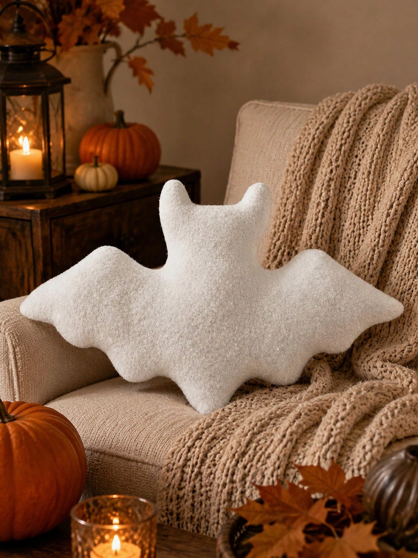 1pc Bat Plush Pillow Halloween Decoration, Black Gothic Style Bat Shaped Sofa Bed Cushion, Spooky Holiday Decor Gift, Suitable For Adults