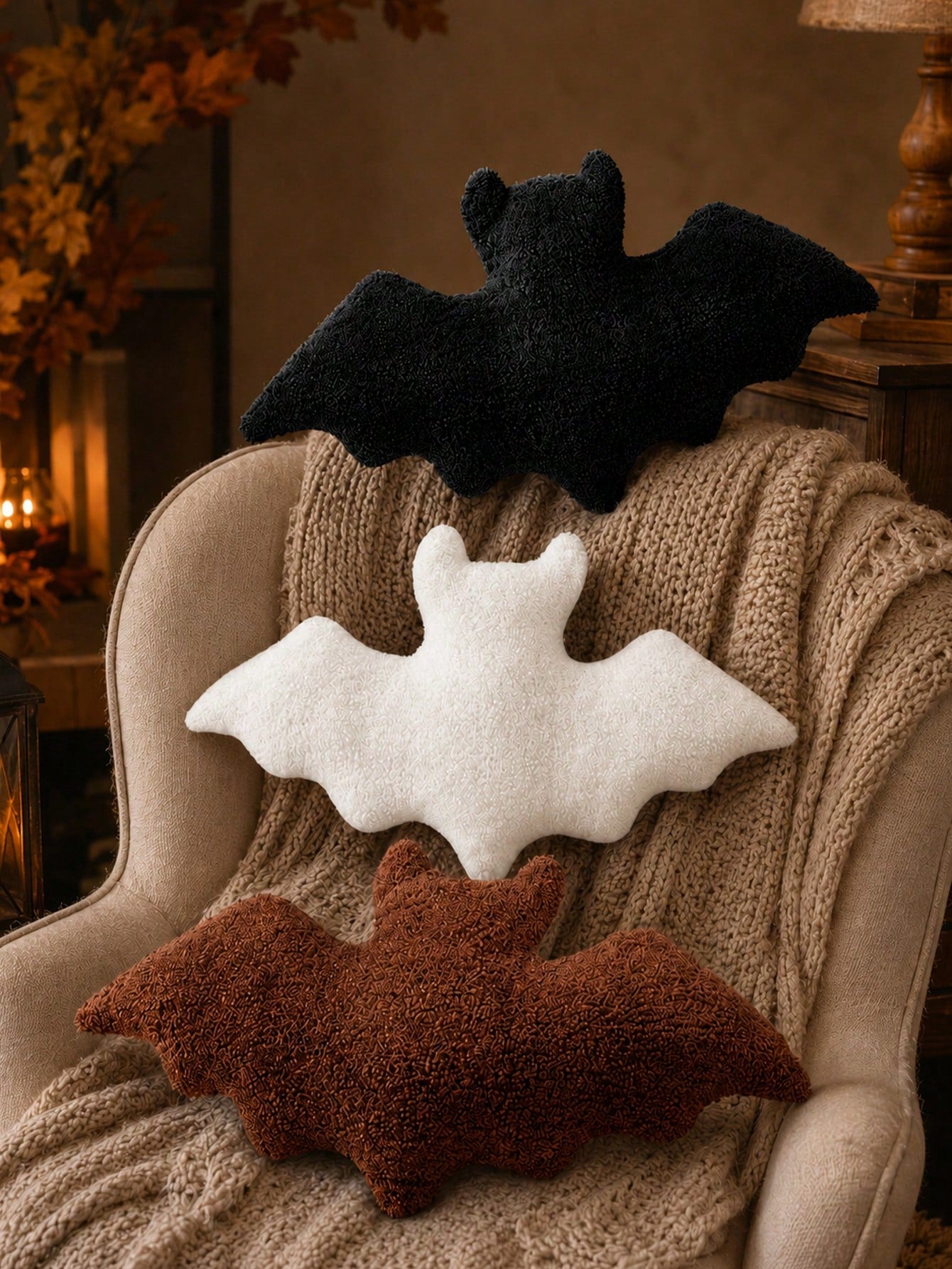 1pc Bat Plush Pillow Halloween Decoration, Black Gothic Style Bat Shaped Sofa Bed Cushion, Spooky Holiday Decor Gift, Suitable For Adults