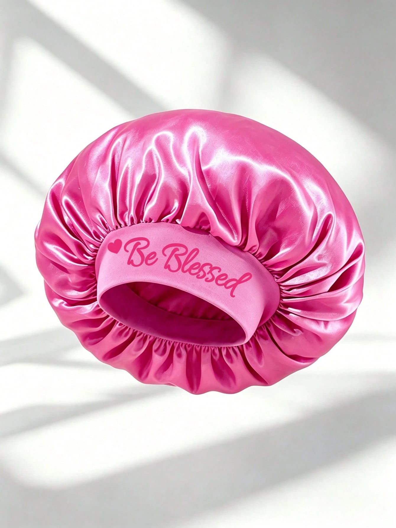 1pc Be Blessed Wide Brim Satin Sleep Cap, Women's Hair Care Anti-Frizz Sleep Bonnet, Home Skincare & Hair Care Cap