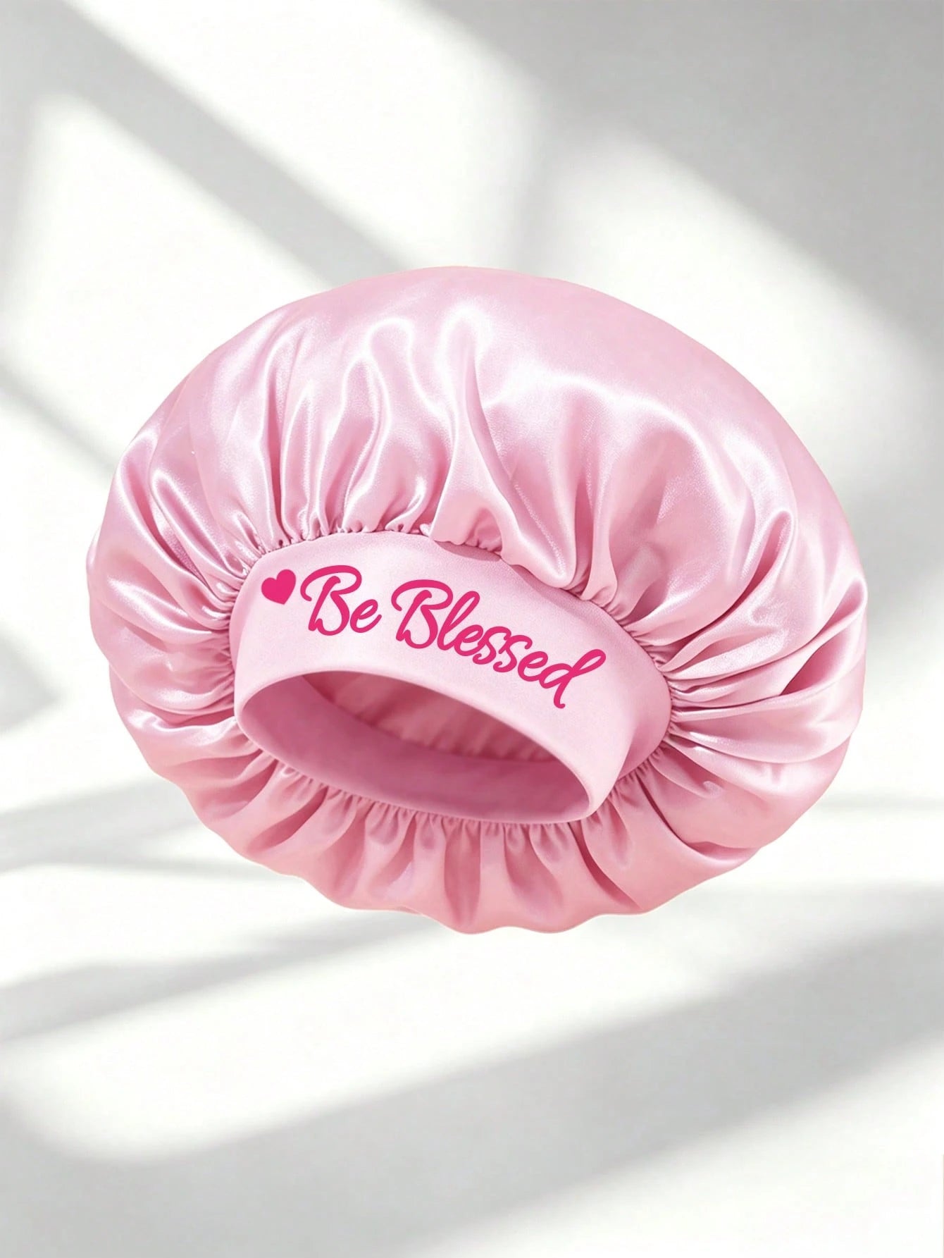 1pc Be Blessed Wide Brim Satin Sleep Cap, Women's Hair Care Anti-Frizz Sleep Bonnet, Home Skincare & Hair Care Cap