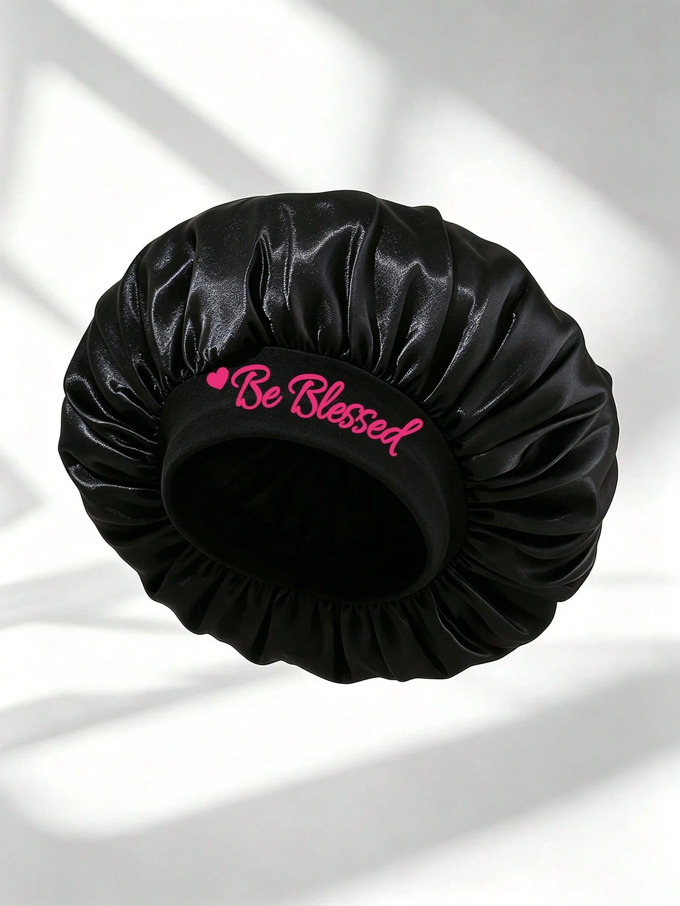 1pc Be Blessed Wide Brim Satin Sleep Cap, Women's Hair Care Anti-Frizz Sleep Bonnet, Home Skincare & Hair Care Cap