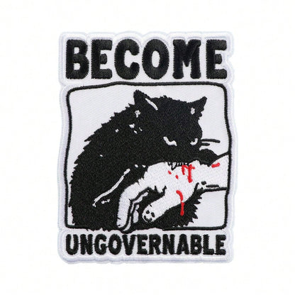 1pc "Become Ungovernable" Embroidered Letter Hot Melt Patch, DIY Clothing Decor Patch Badge Accessory