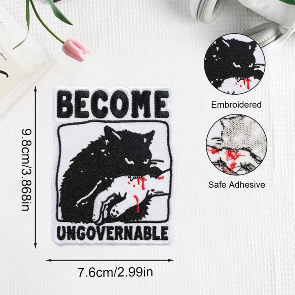 1pc "Become Ungovernable" Embroidered Letter Hot Melt Patch, DIY Clothing Decor Patch Badge Accessory