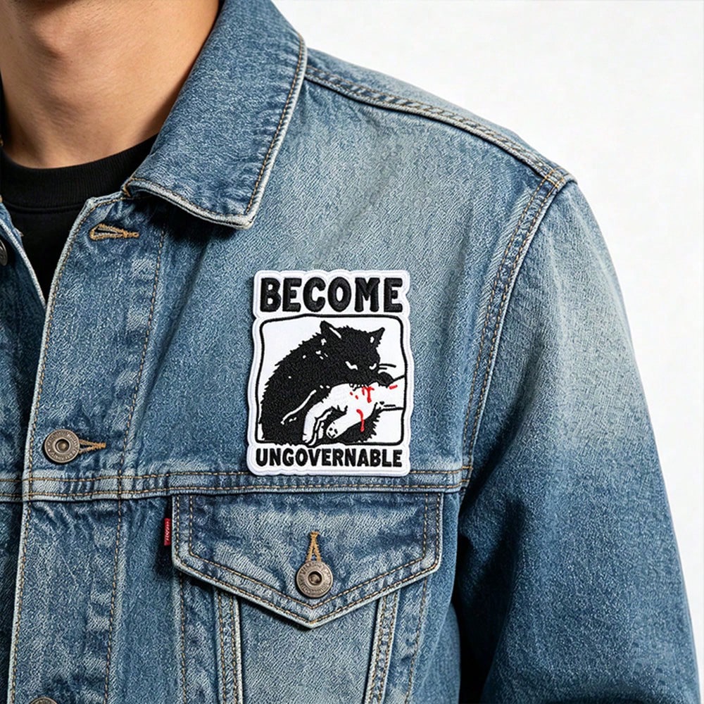 1pc "Become Ungovernable" Embroidered Letter Hot Melt Patch, DIY Clothing Decor Patch Badge Accessory
