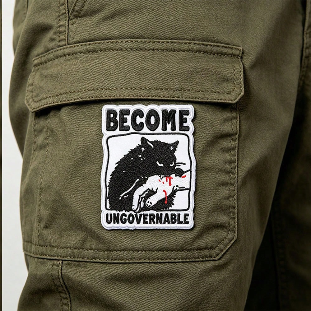 1pc "Become Ungovernable" Embroidered Letter Hot Melt Patch, DIY Clothing Decor Patch Badge Accessory
