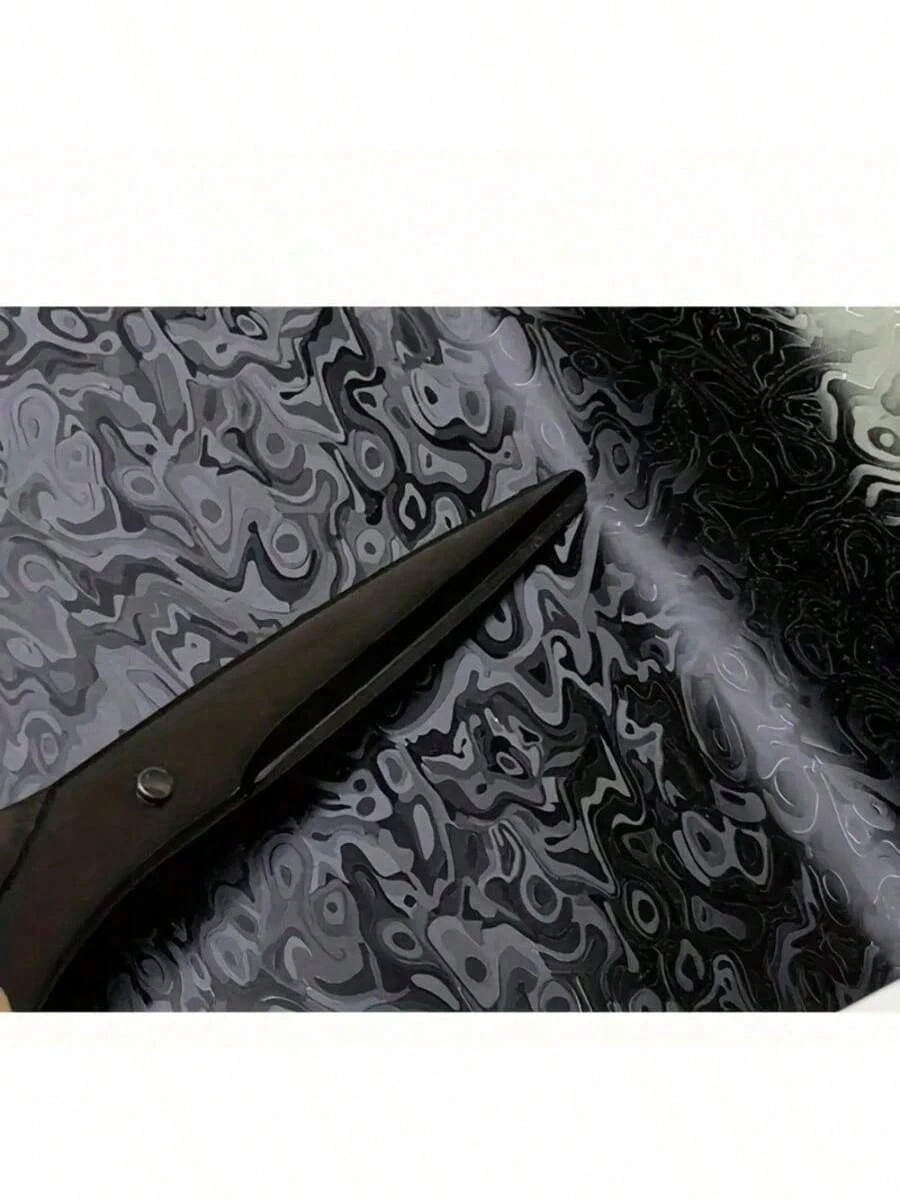 1pc Black Metaverse Ghost Forged Carbon Fiber Vinyl Wrap Roll Camouflage Pattern Camo Random Carbon Texture Car Sticker Film- PET Film, Car Body Color Change, Rearview Mirror, Interior Protection, Ca