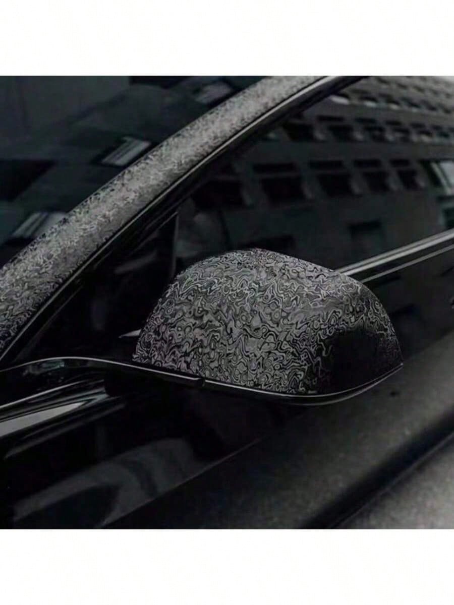 1pc Black Metaverse Ghost Forged Carbon Fiber Vinyl Wrap Roll Camouflage Pattern Camo Random Carbon Texture Car Sticker Film- PET Film, Car Body Color Change, Rearview Mirror, Interior Protection, Ca