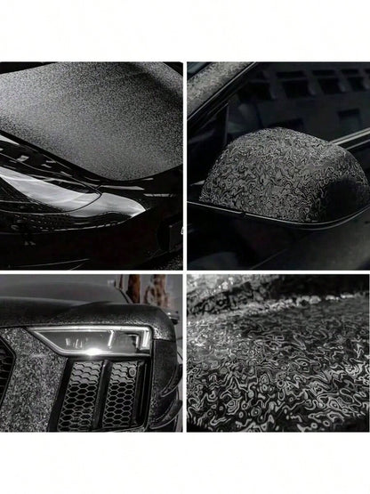 1pc Black Metaverse Ghost Forged Carbon Fiber Vinyl Wrap Roll Camouflage Pattern Camo Random Carbon Texture Car Sticker Film- PET Film, Car Body Color Change, Rearview Mirror, Interior Protection, Ca