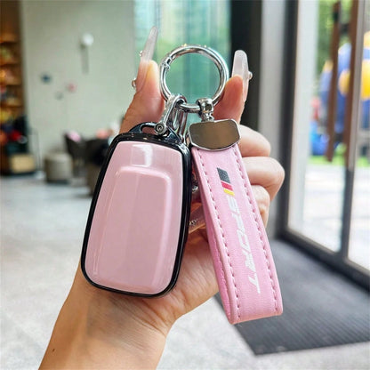1pc Black & Pink Car Key Cover With Keychain, TPU Material, Compatible With Toyota 2018-2022 Camry, Avalon, Prius, GT86 Models