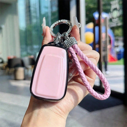 1pc Black & Pink Car Key Cover With Keychain, TPU Material, Compatible With Toyota 2018-2022 Camry, Avalon, Prius, GT86 Models