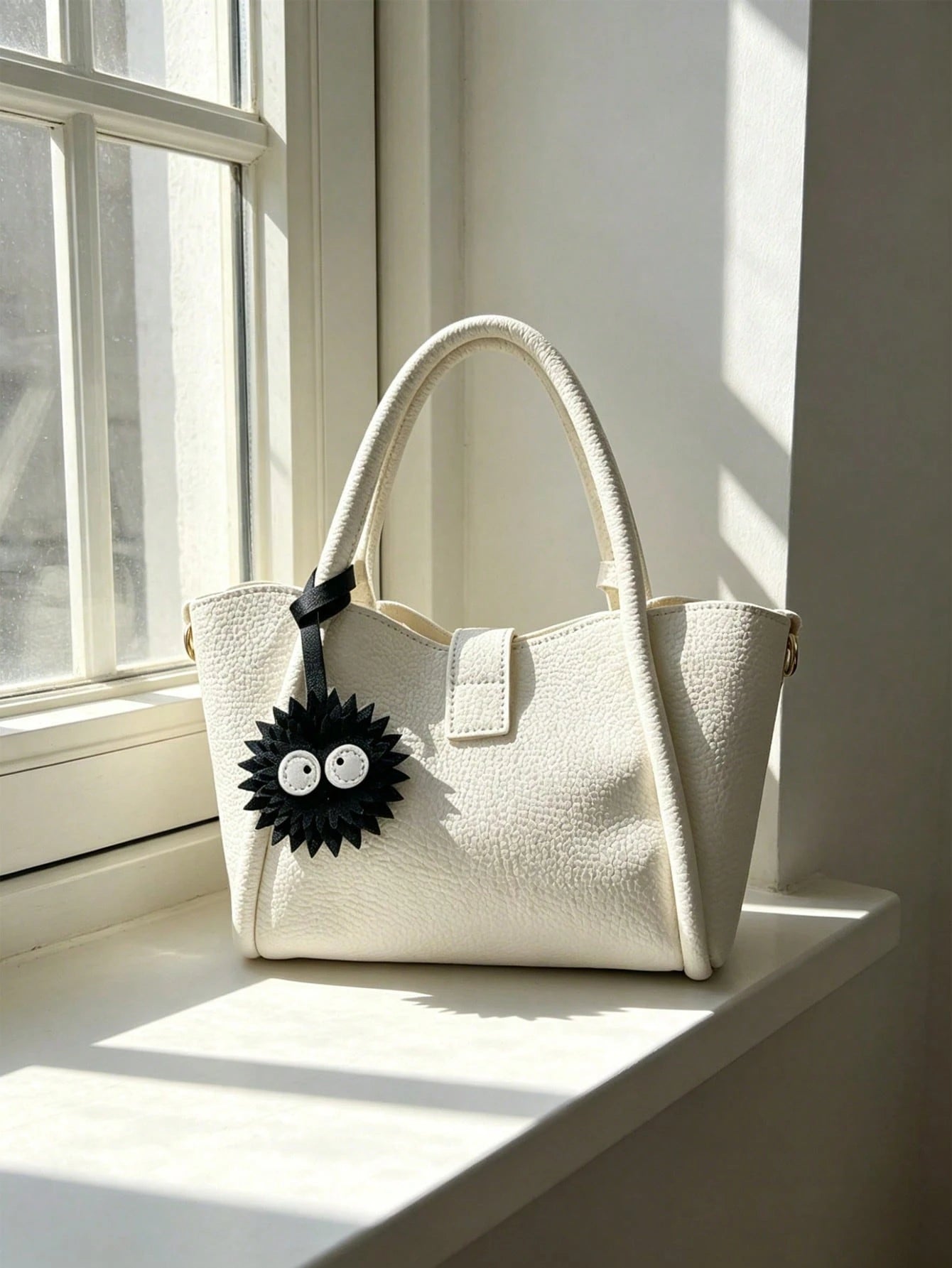 1pc Black PU Fashion Pendant, Minimalist Versatile Quirky Cute Funny Coal Ball Charm, Suitable For Backpack, Shoulder Bag, Crossbody Bag, Handbag, Tote Bag, Underarm Bag, Makeup Bag, Other Storage Bag
