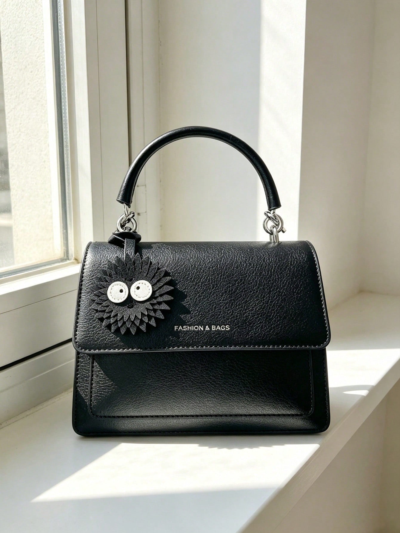 1pc Black PU Fashion Pendant, Minimalist Versatile Quirky Cute Funny Coal Ball Charm, Suitable For Backpack, Shoulder Bag, Crossbody Bag, Handbag, Tote Bag, Underarm Bag, Makeup Bag, Other Storage Bag