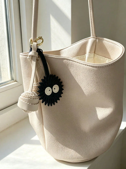 1pc Black PU Fashion Pendant, Minimalist Versatile Quirky Cute Funny Coal Ball Charm, Suitable For Backpack, Shoulder Bag, Crossbody Bag, Handbag, Tote Bag, Underarm Bag, Makeup Bag, Other Storage Bag