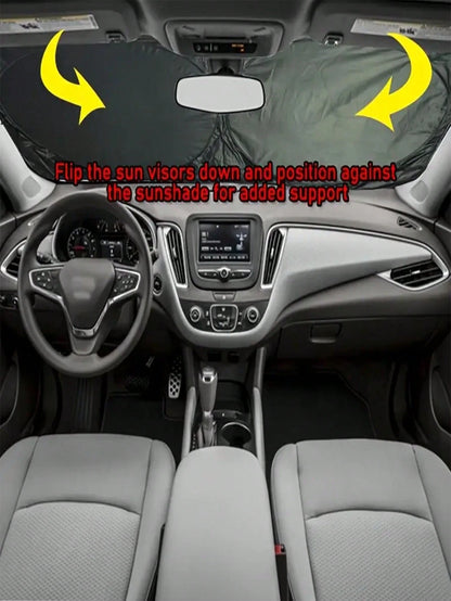 1pc Blue Devil Eye Design Foldable Car Windshield Sunshade Cover, 2025 Automotive Windshield Shade Blocks UV Rays Keeping Car Cool, Funny Car Sunshield With Durable Black Strap