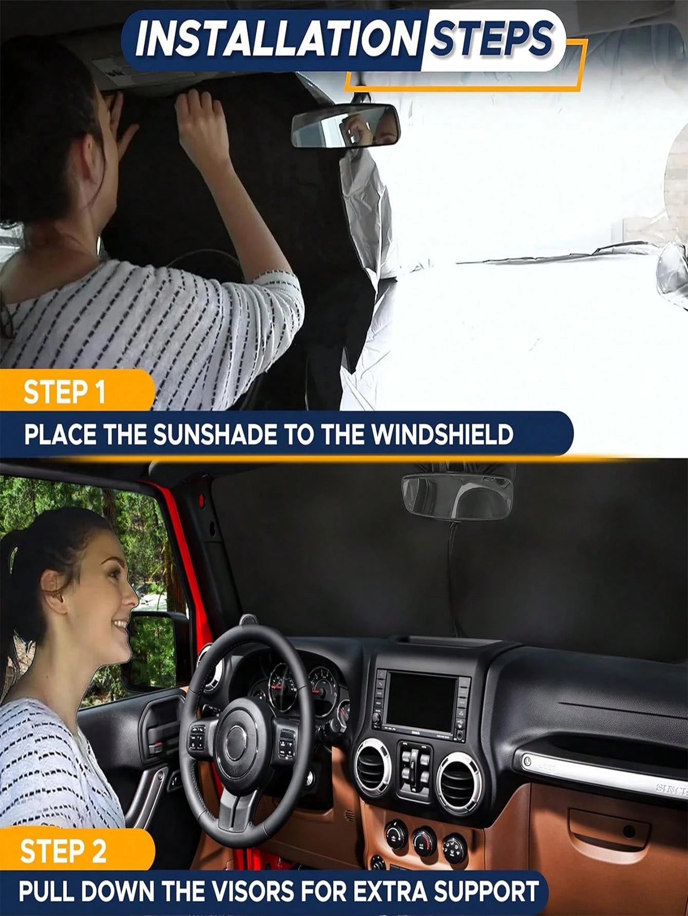 1pc Blue Devil Eye Design Foldable Car Windshield Sunshade Cover, 2025 Automotive Windshield Shade Blocks UV Rays Keeping Car Cool, Funny Car Sunshield With Durable Black Strap
