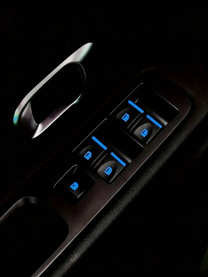 1pc Blue Luminous Car Window Button Stickers – Waterproof And Durable Fluorescent Decals For Window Switches (Interior Accessories/Car Parts/Car Stickers)