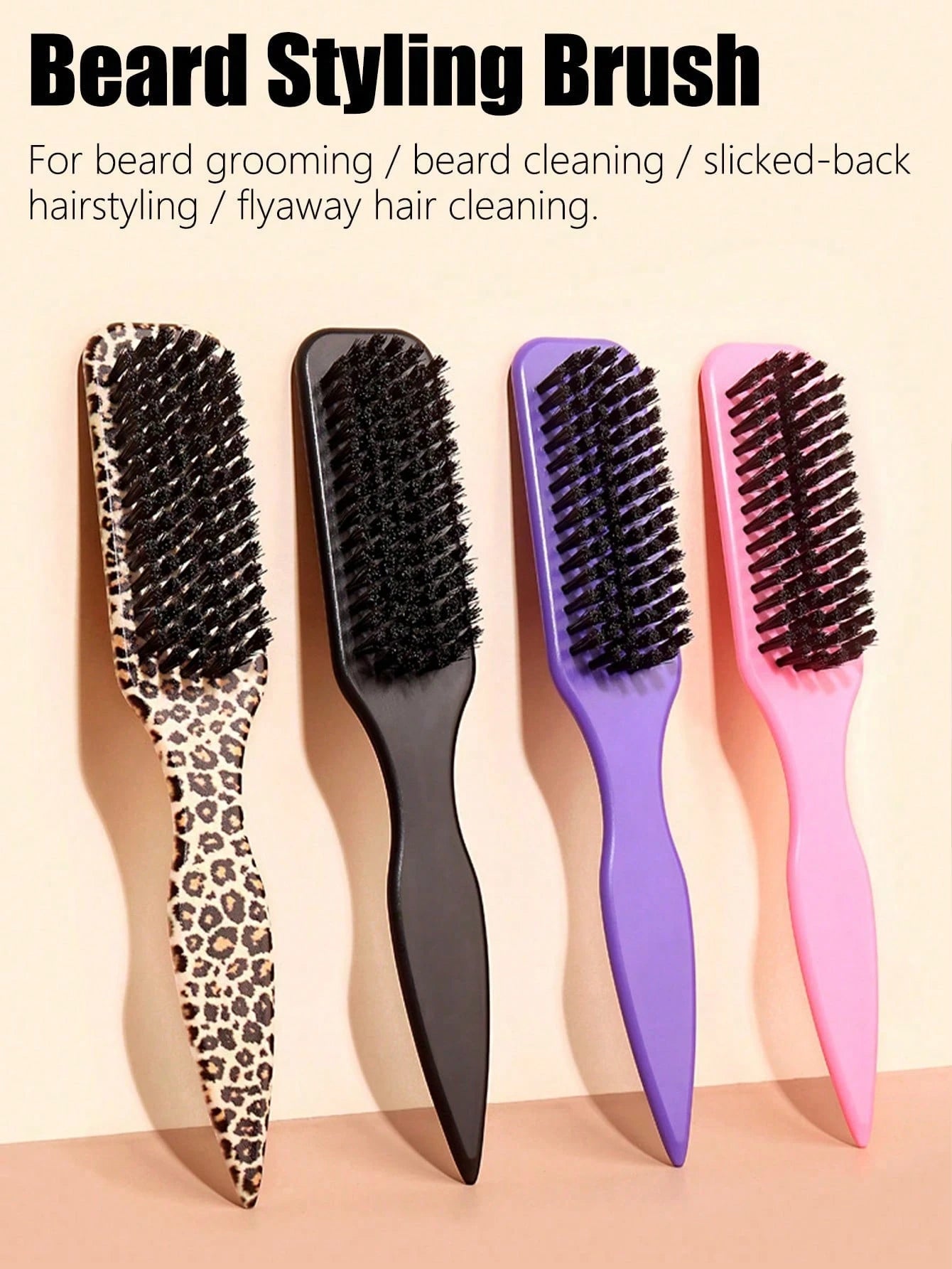 1pc Boar Bristle Slick Back Hair Brush For Sleek Ponytail Bun & Smoothing Baby Hairs, Flyaways, Edge Control- Backcombing & Teasing Hairbrush With Wide Rat Tail For Sectioning & Parting Beauty Home H