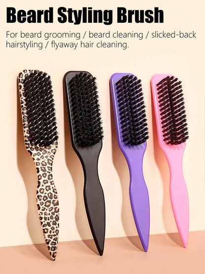 1pc Boar Bristle Slick Back Hair Brush For Sleek Ponytail Bun & Smoothing Baby Hairs, Flyaways, Edge Control- Backcombing & Teasing Hairbrush With Wide Rat Tail For Sectioning & Parting Beauty Home H