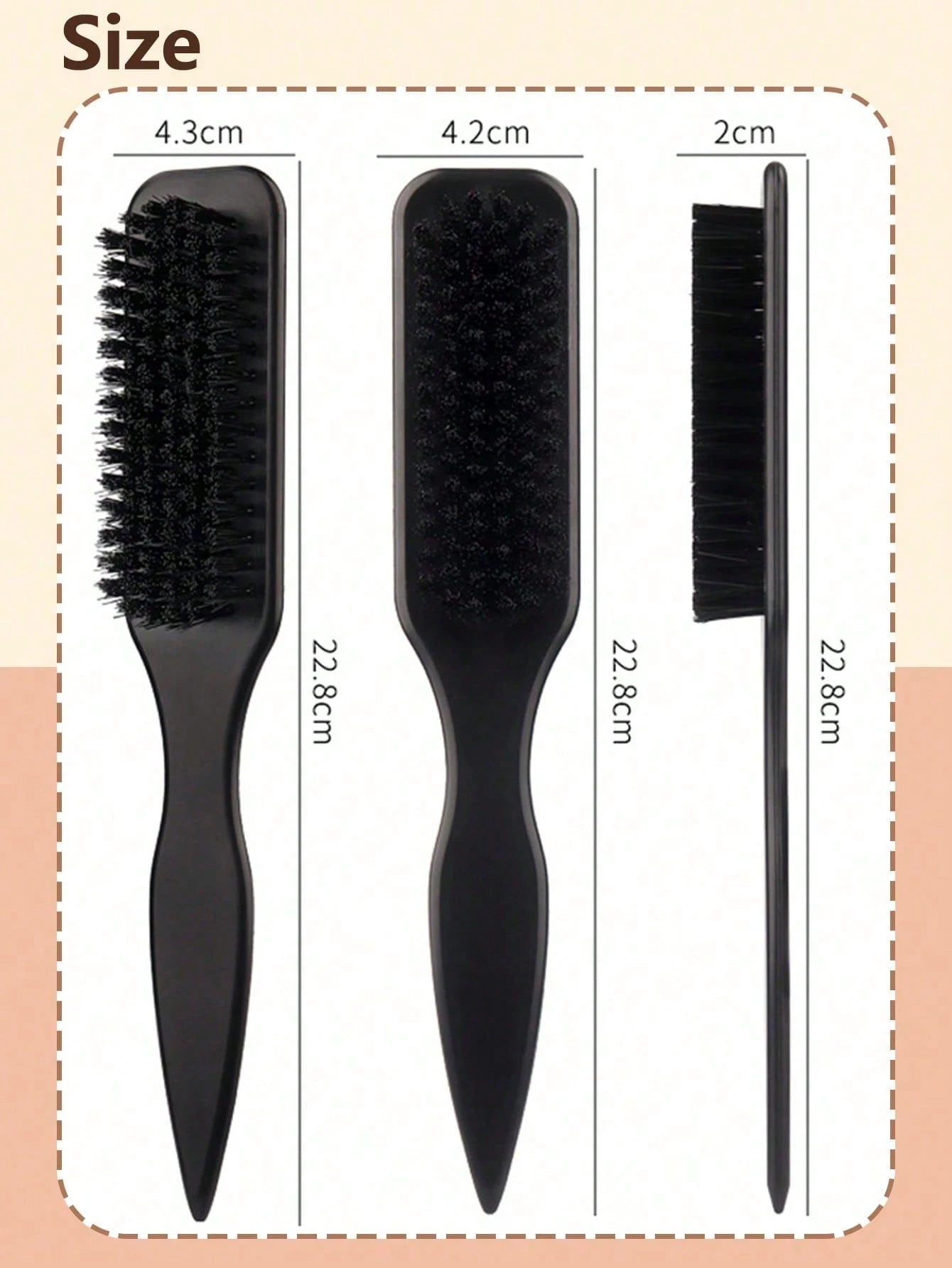 1pc Boar Bristle Slick Back Hair Brush For Sleek Ponytail Bun & Smoothing Baby Hairs, Flyaways, Edge Control- Backcombing & Teasing Hairbrush With Wide Rat Tail For Sectioning & Parting Beauty Home H