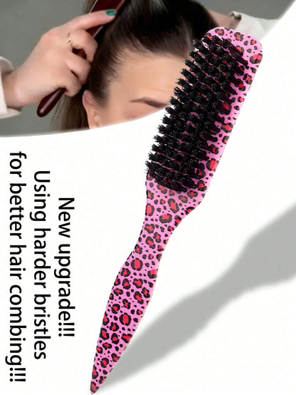 1pc Boar Bristle Slick Back Hair Brush For Sleek Ponytail Bun & Smoothing Baby Hairs, Flyaways, Edge Control- Backcombing & Teasing Hairbrush With Wide Rat Tail For Sectioning & Parting Beauty Home H