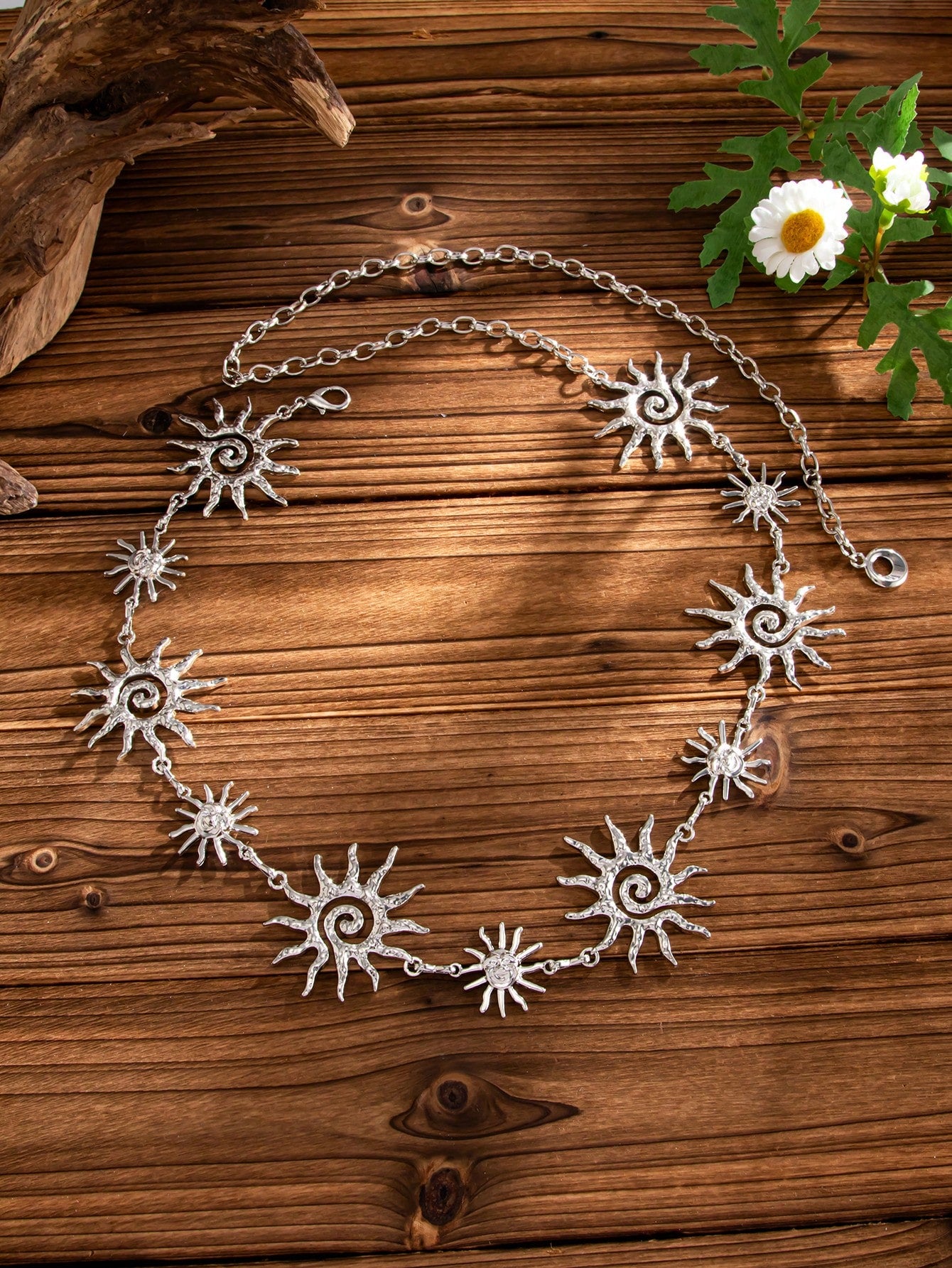 1pc Bohemian Style Geometric Ribbed Sunflower Patchwork Chain Waist Chain, Sexy Fashion Daily Casual, Party Gathering, Holiday Travel, Couple Date, Women's Festival Birthday Versatile Jewelry Waist Ch