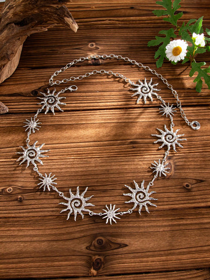 1pc Bohemian Style Geometric Ribbed Sunflower Patchwork Chain Waist Chain, Sexy Fashion Daily Casual, Party Gathering, Holiday Travel, Couple Date, Women's Festival Birthday Versatile Jewelry Waist Ch