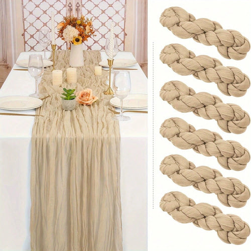 1pc Bohemian Style Muslin Table Runner, 120 Inches (10 Ft), Suitable For Parties, Baby Showers, Home Decor, Holiday Decoration