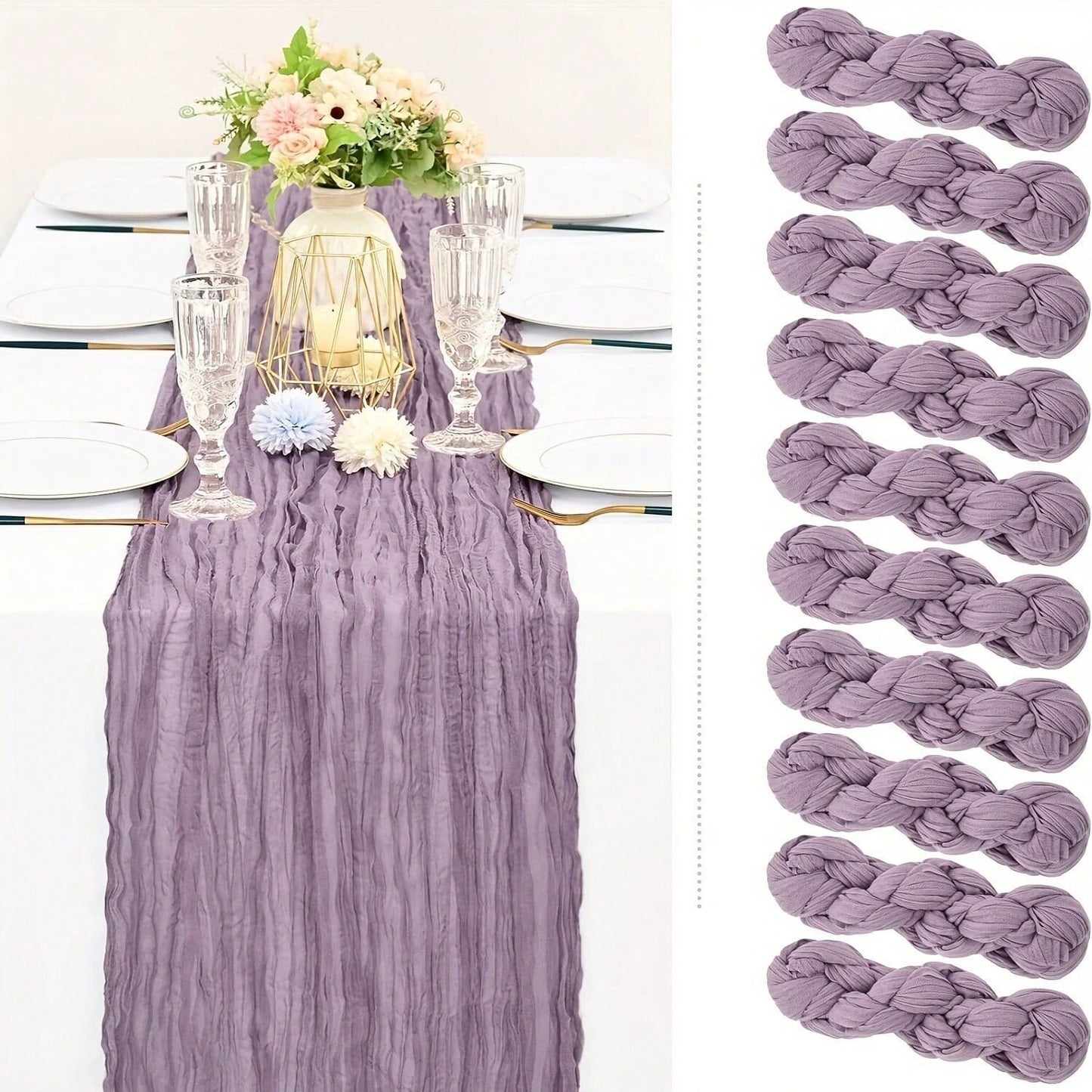 1pc Bohemian Style Muslin Table Runner, 120 Inches (10 Ft), Suitable For Parties, Baby Showers, Home Decor, Holiday Decoration