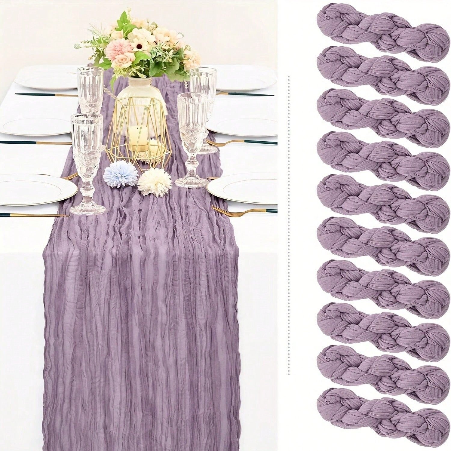 1pc Bohemian Style Muslin Table Runner, 120 Inches (10 Ft), Suitable For Parties, Baby Showers, Home Decor, Holiday Decoration