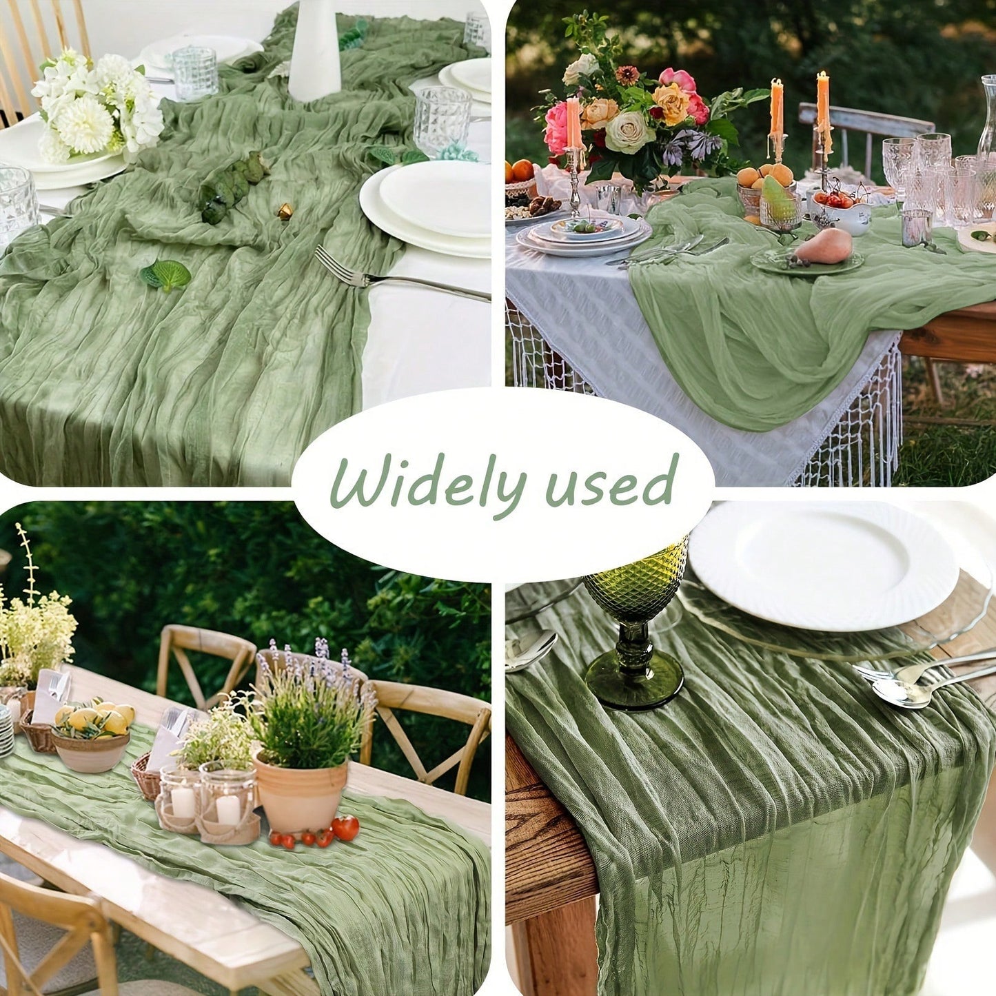 1pc Bohemian Style Muslin Table Runner, 120 Inches (10 Ft), Suitable For Parties, Baby Showers, Home Decor, Holiday Decoration