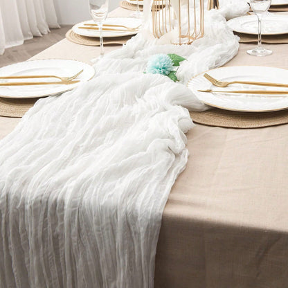 1pc Bohemian Style Muslin Table Runner, 120 Inches (10 Ft), Suitable For Parties, Baby Showers, Home Decor, Holiday Decoration
