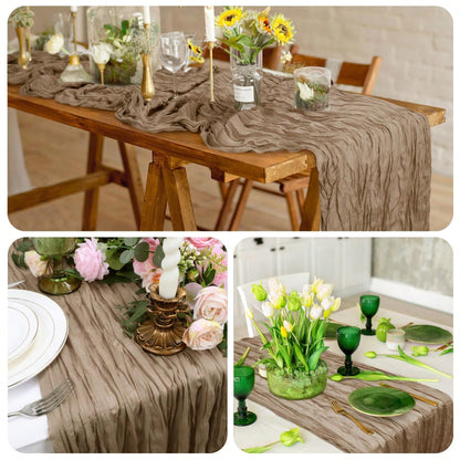 1pc Bohemian Style Muslin Table Runner, 120 Inches (10 Ft), Suitable For Parties, Baby Showers, Home Decor, Holiday Decoration