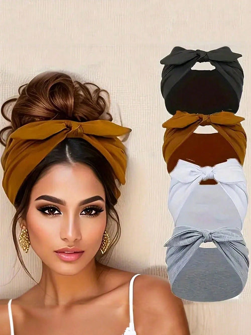 1pc Bohemian Style Wide Headband With Bow, Suitable For Face Washing (E.G., Applying Face Mask) And Postpartum Wear, High Elasticity Soft Fabric, Non-Slip Fit, Vintage Versatile Accessory, Suitable Fo