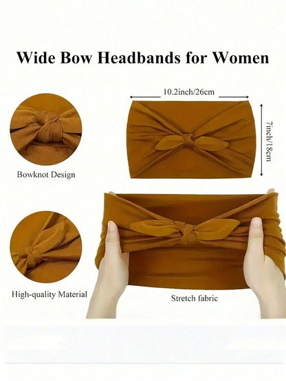 1pc Bohemian Style Wide Headband With Bow, Suitable For Face Washing (E.G., Applying Face Mask) And Postpartum Wear, High Elasticity Soft Fabric, Non-Slip Fit, Vintage Versatile Accessory, Suitable Fo