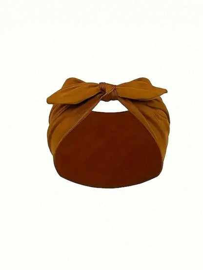 1pc Bohemian Style Wide Headband With Bow, Suitable For Face Washing (E.G., Applying Face Mask) And Postpartum Wear, High Elasticity Soft Fabric, Non-Slip Fit, Vintage Versatile Accessory, Suitable Fo