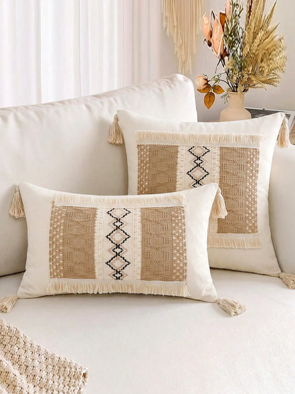 1pc Bohemian Tassel Pillow Case, Suitable For Bedroom, Living Room, Sofa, Pillow Insert Not Included