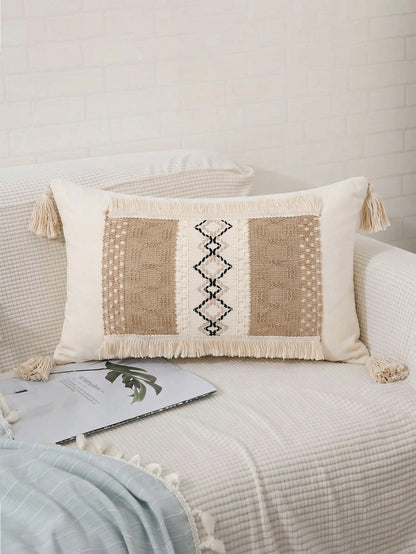 1pc Bohemian Tassel Pillow Case, Suitable For Bedroom, Living Room, Sofa, Pillow Insert Not Included