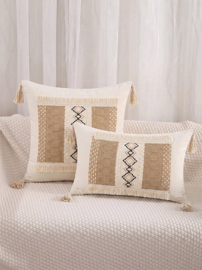 1pc Bohemian Tassel Pillow Case, Suitable For Bedroom, Living Room, Sofa, Pillow Insert Not Included