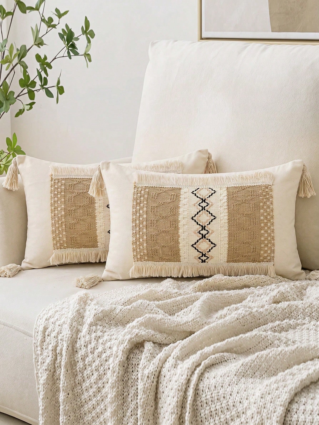 1pc Bohemian Tassel Pillow Case, Suitable For Bedroom, Living Room, Sofa, Pillow Insert Not Included