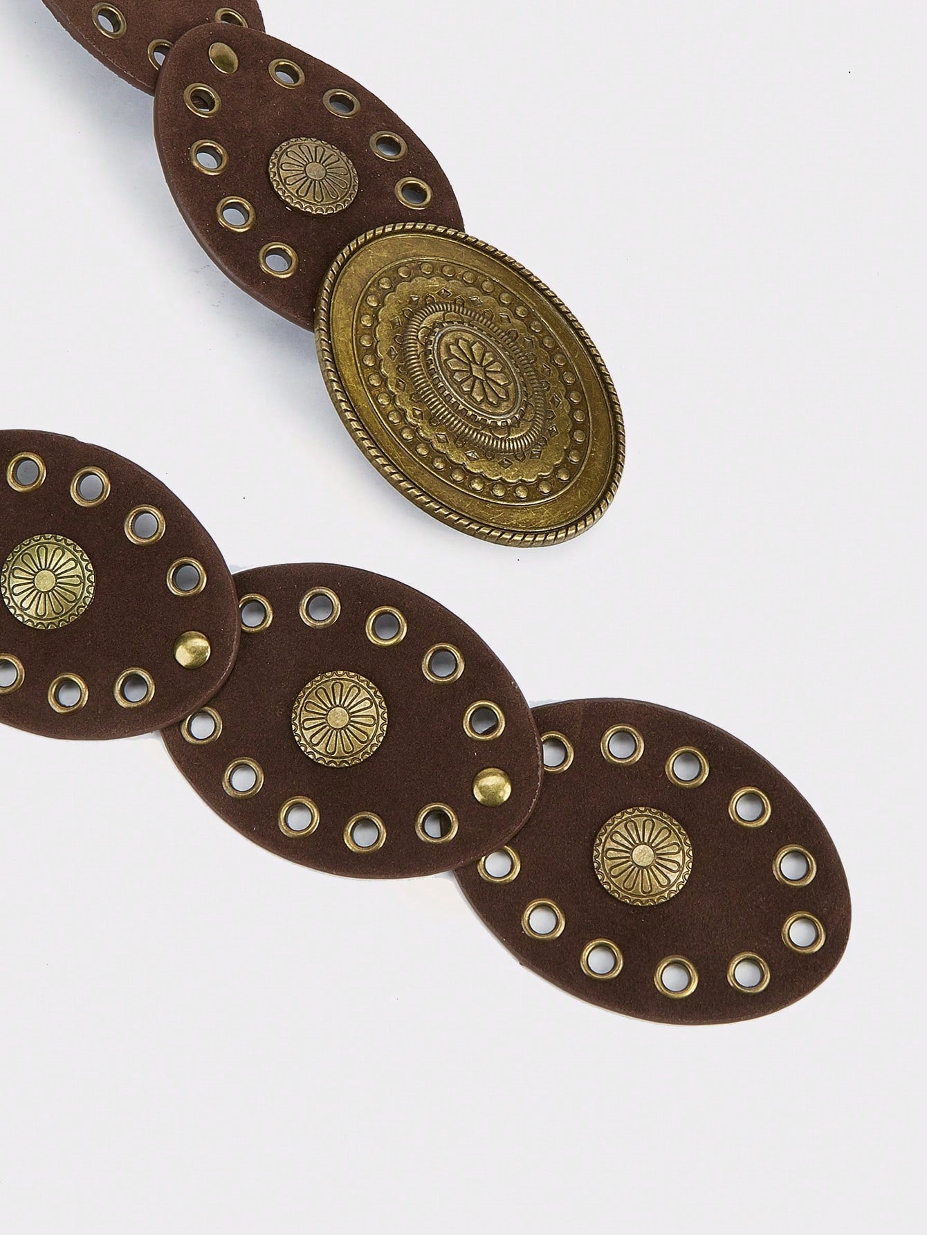 1pc Bohemian Western Style Women's Belt, Boho Belt, Western Belt, Gothic Velvet Patchwork Belt, Fashion Accessory For Women,Autumn/Winter Coffee & Antique Bronze Floral Oval Buckle, Dress Accessory