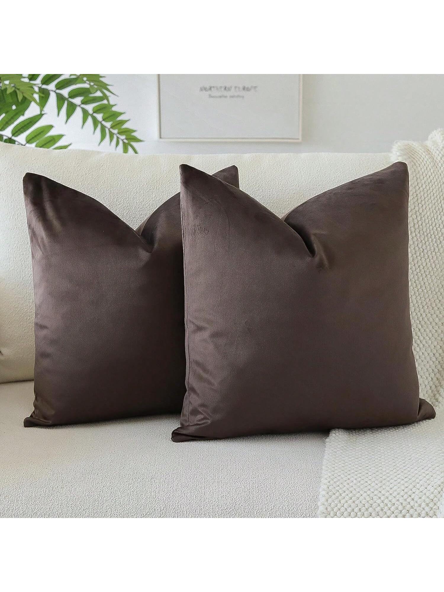 1pc Brown Velvet Ombre Decorative Pillow Cover, Square Cushion Cover, Holiday Home Pillow Decoration, Soft And Comfortable Material, Modern Decorative Sofa, For Home Bedroom Or Dorm Use