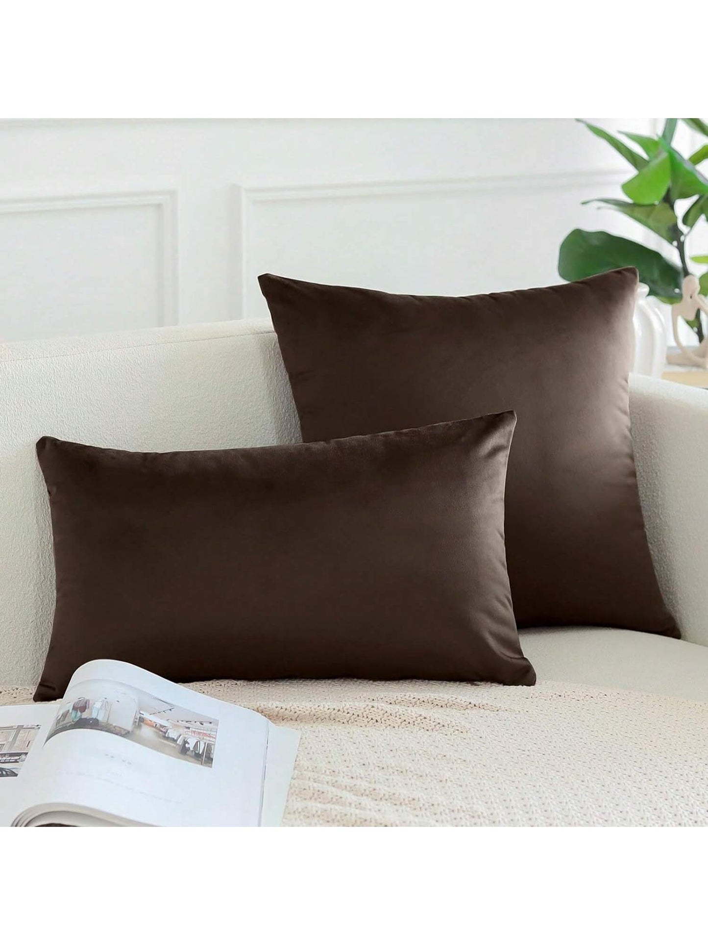 1pc Brown Velvet Ombre Decorative Pillow Cover, Square Cushion Cover, Holiday Home Pillow Decoration, Soft And Comfortable Material, Modern Decorative Sofa, For Home Bedroom Or Dorm Use