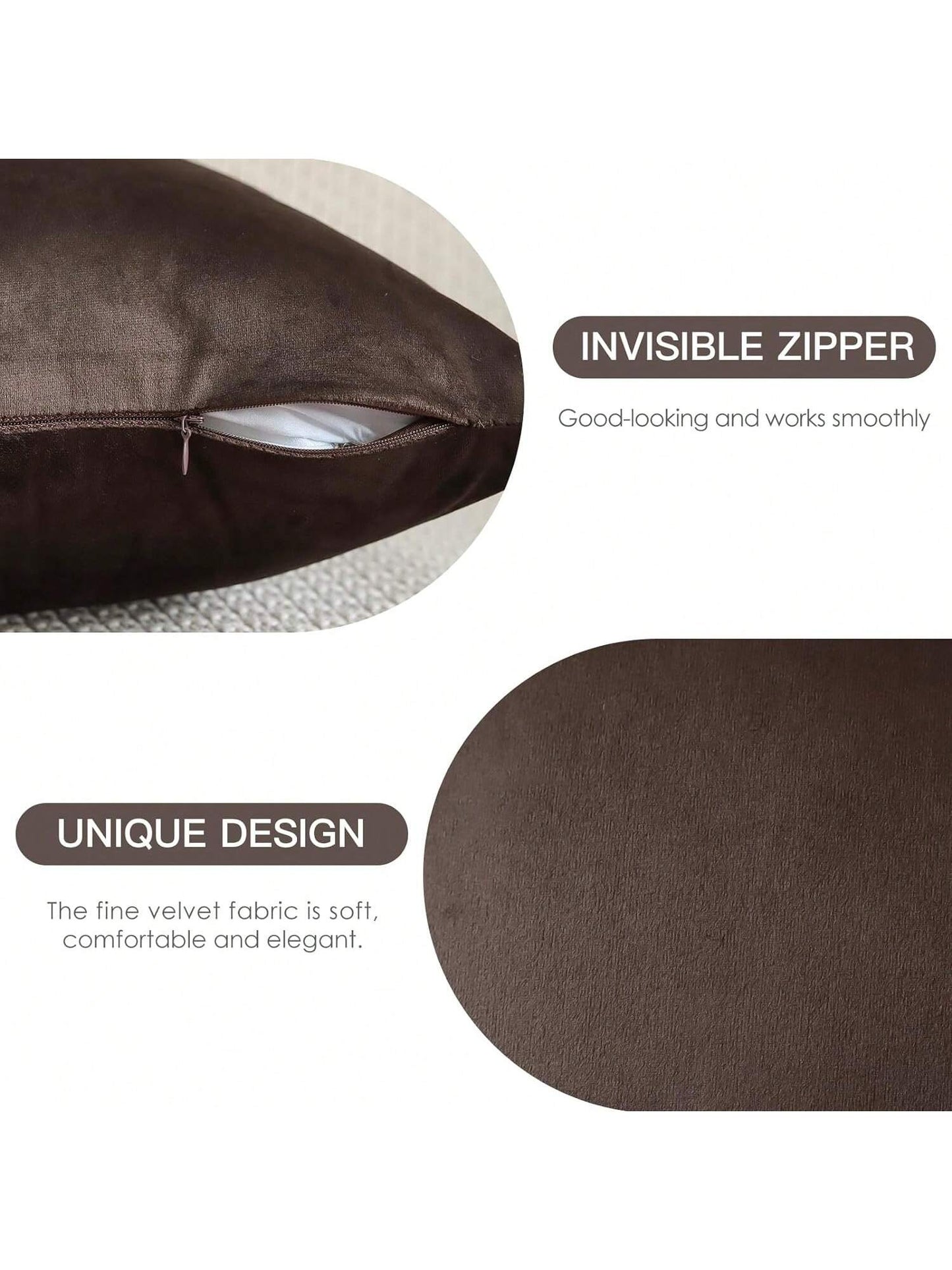 1pc Brown Velvet Ombre Decorative Pillow Cover, Square Cushion Cover, Holiday Home Pillow Decoration, Soft And Comfortable Material, Modern Decorative Sofa, For Home Bedroom Or Dorm Use