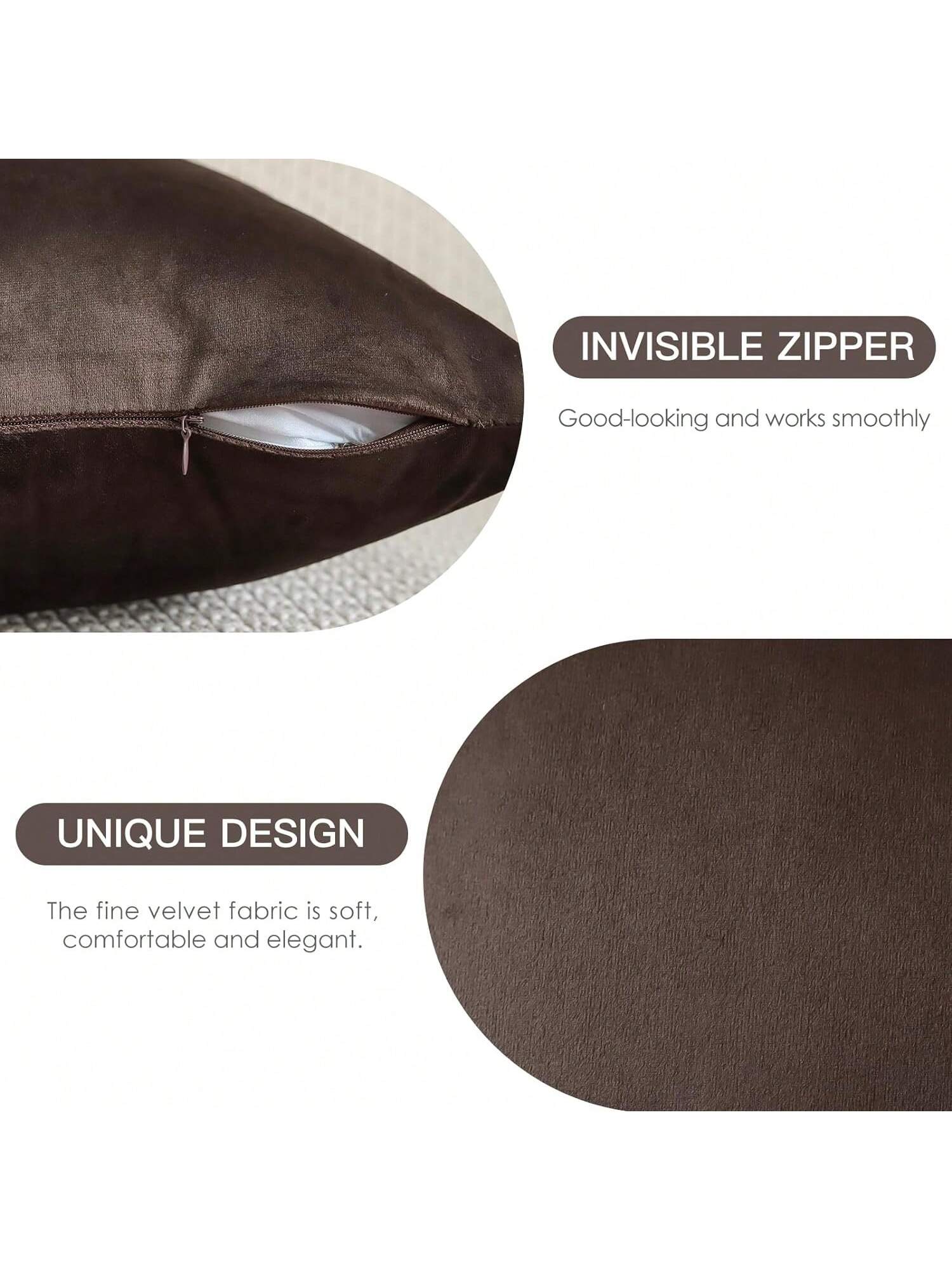 1pc Brown Velvet Ombre Decorative Pillow Cover, Square Cushion Cover, Holiday Home Pillow Decoration, Soft And Comfortable Material, Modern Decorative Sofa, For Home Bedroom Or Dorm Use