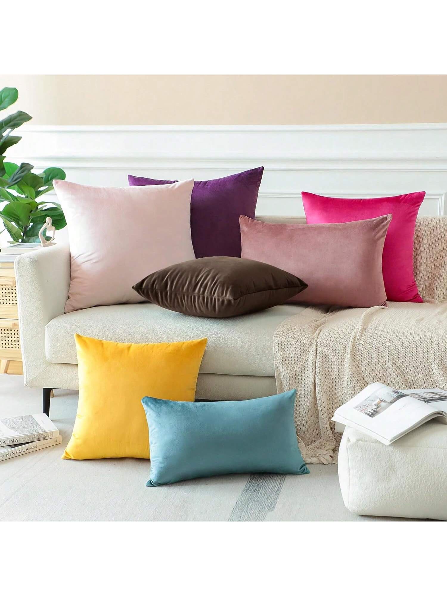 1pc Brown Velvet Ombre Decorative Pillow Cover, Square Cushion Cover, Holiday Home Pillow Decoration, Soft And Comfortable Material, Modern Decorative Sofa, For Home Bedroom Or Dorm Use