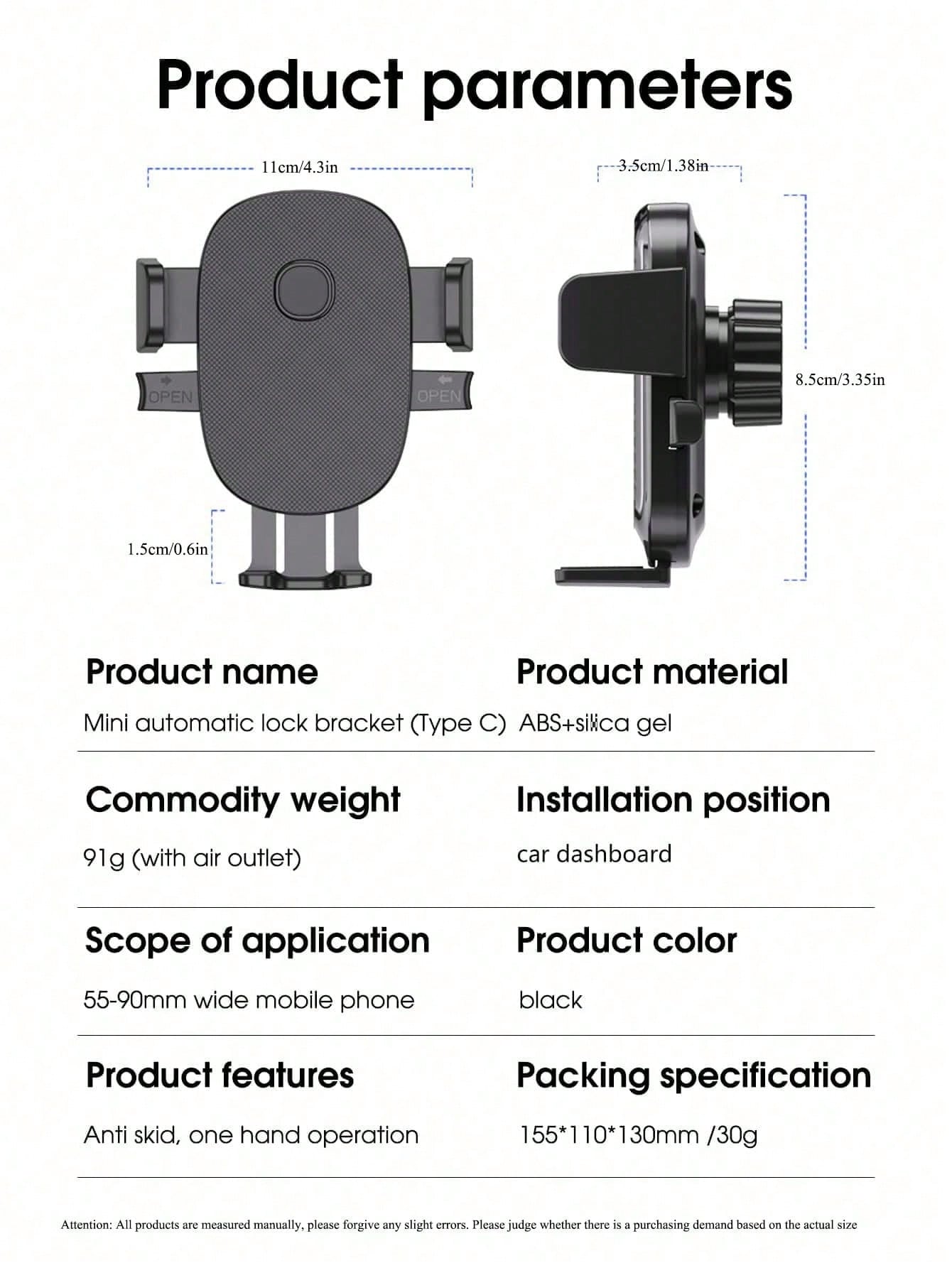 1pc Car Dashboard Phone Holder, New Compact & Convenient Gravity Mount, Stable & Anti-Drop, Randomly Sent In 2 Panel Styles, Must Be Installed On Flat Surface (Dashboard), Clean Dashboard Before Insta